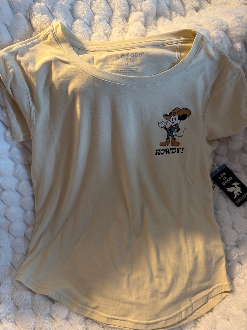 Life Is Good Cream Mickey Cowboy 'Howdy' Tee